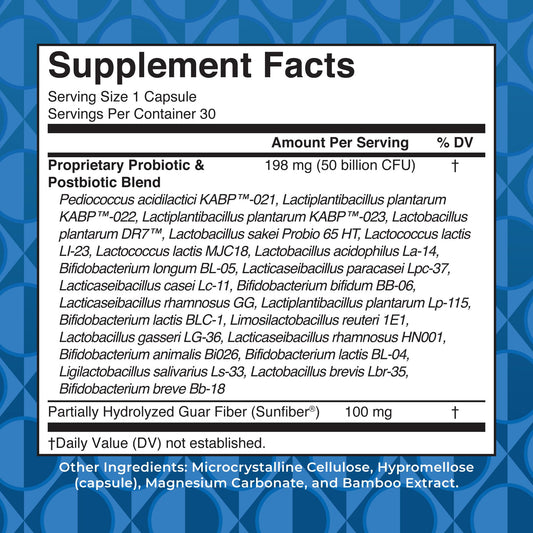 MaryRuth Organics 50 Billion CFU daily digestive supplement packaging showing ingredient details