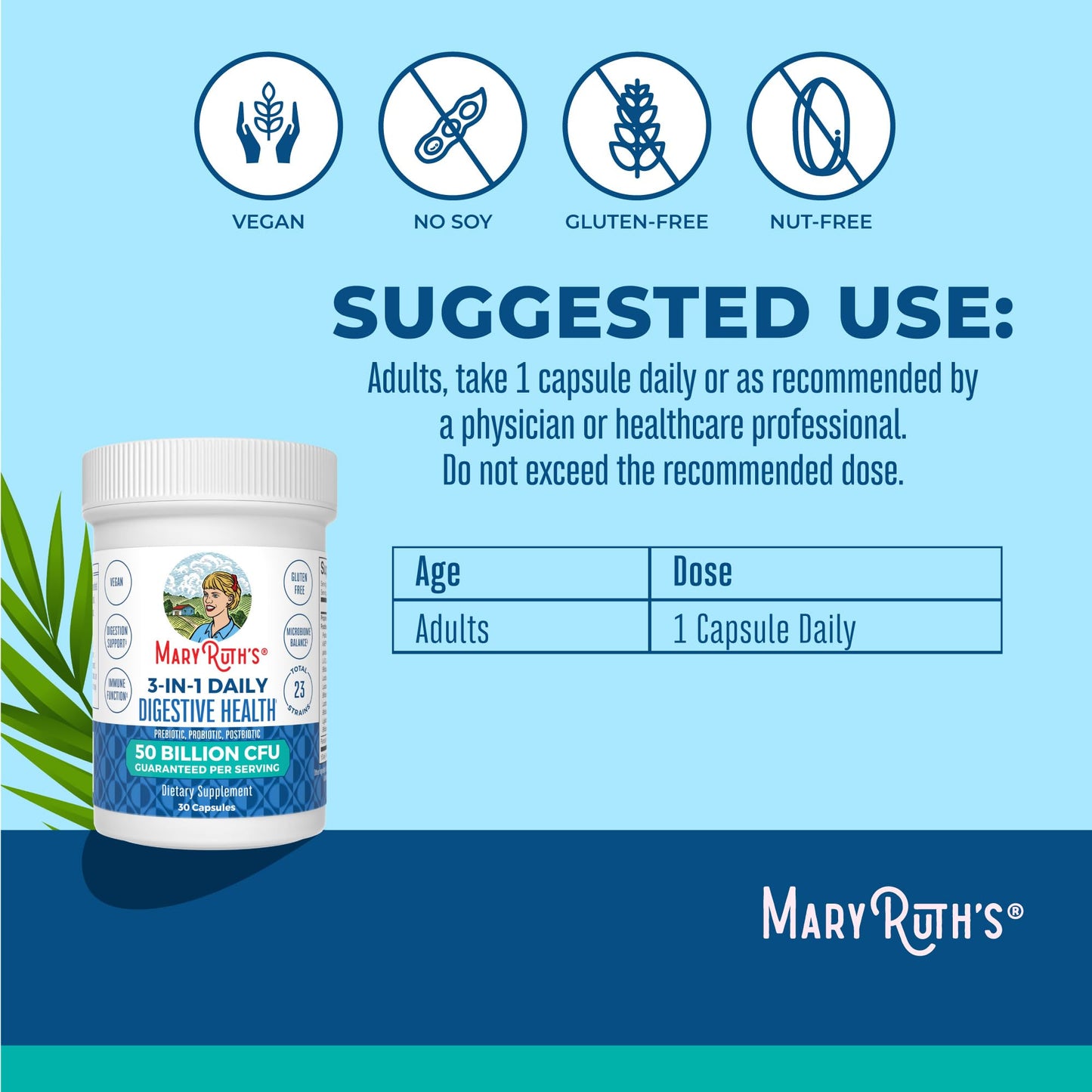 MaryRuth Organics prebiotic probiotic and postbiotic formula for gut microbiome support