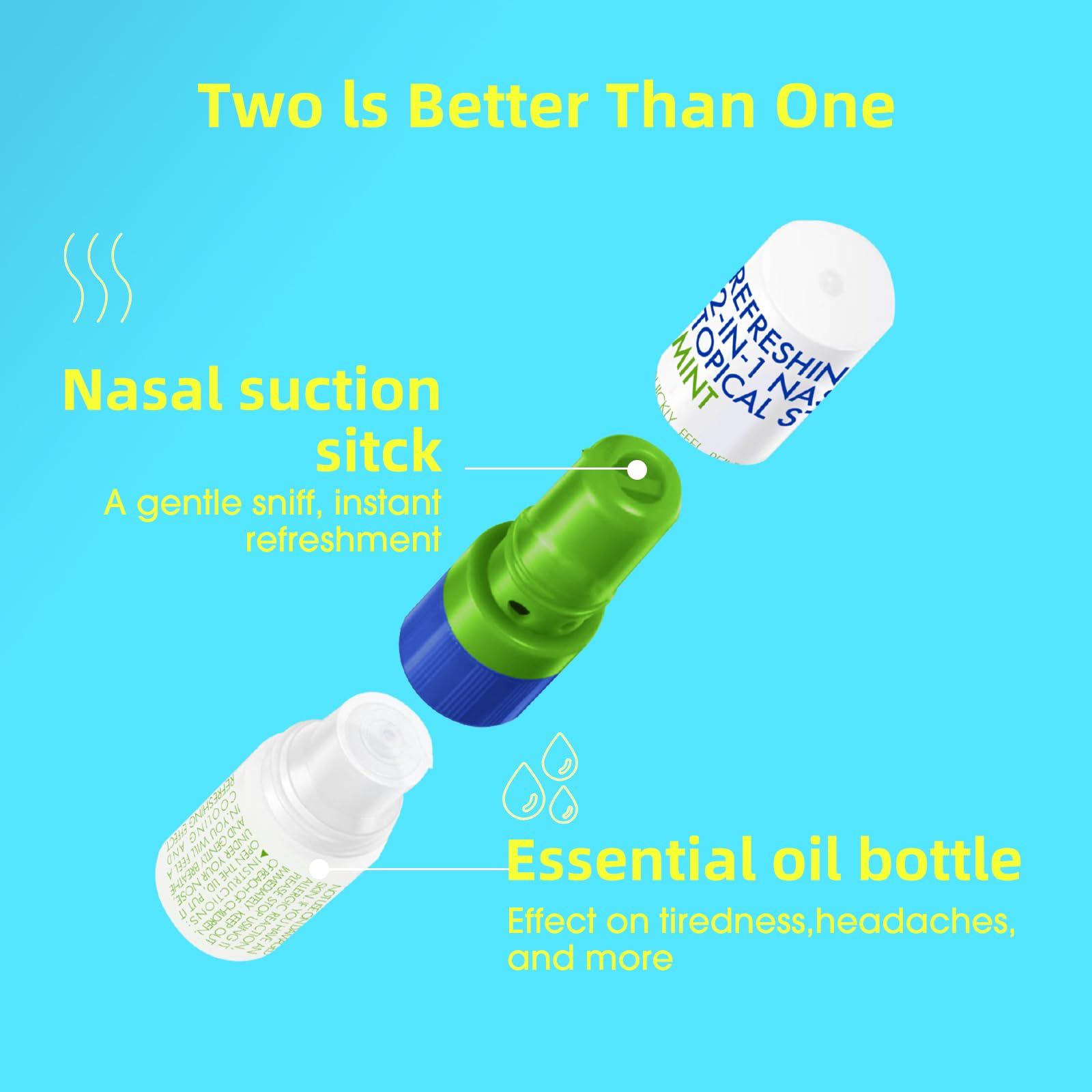 Herb Island dual-action nose refreshing VapoInhaler showcasing the inhaler tip and the rub end.