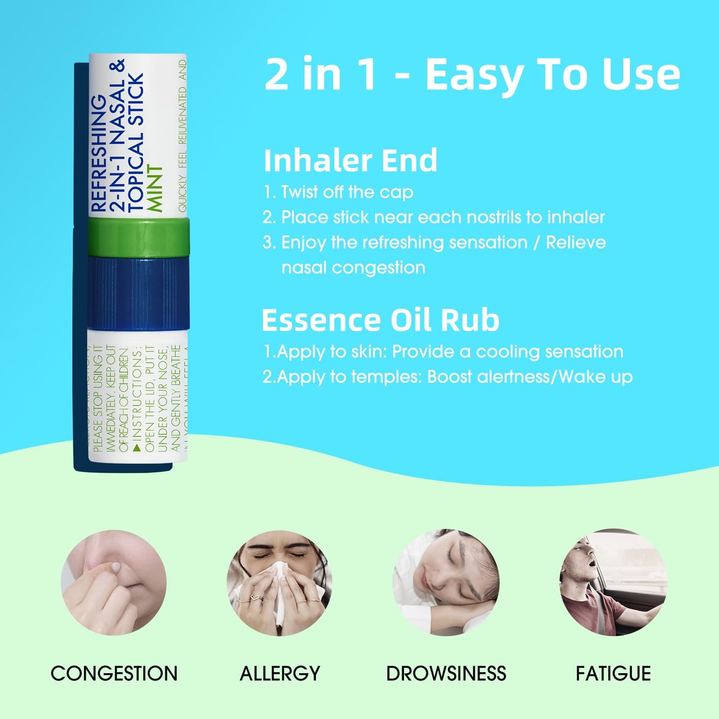Herb Island pocket-sized wake up stick with natural menthol and eucalyptus oil ingredients.