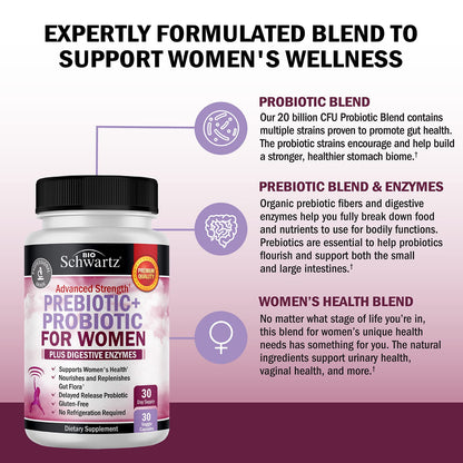 BioSchwartz thirty vegetable capsules supplement container highlighting the four in one formula for digestive care.