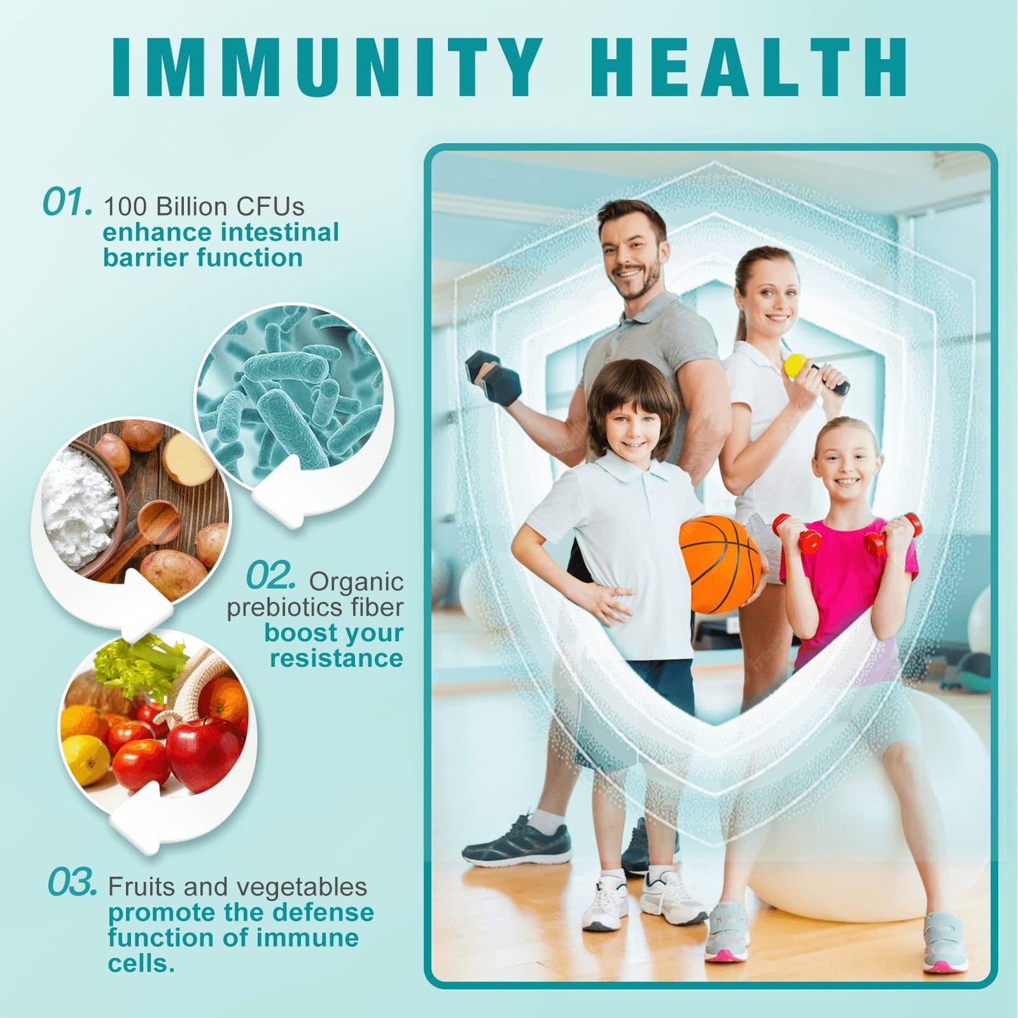 Side angle view of Nature Target 5-in-1 digestive capsule supplement detailing the Vitamin B and prebiotic facts.