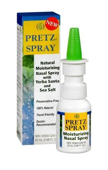 Pretz 20 ml nasal spray package label showing ingredients