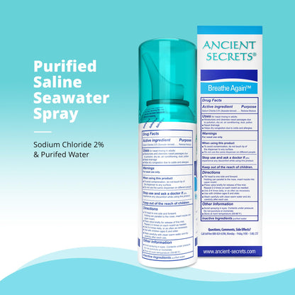 Authentic imported Ancient Secrets seawater nasal spray for natural congestion care