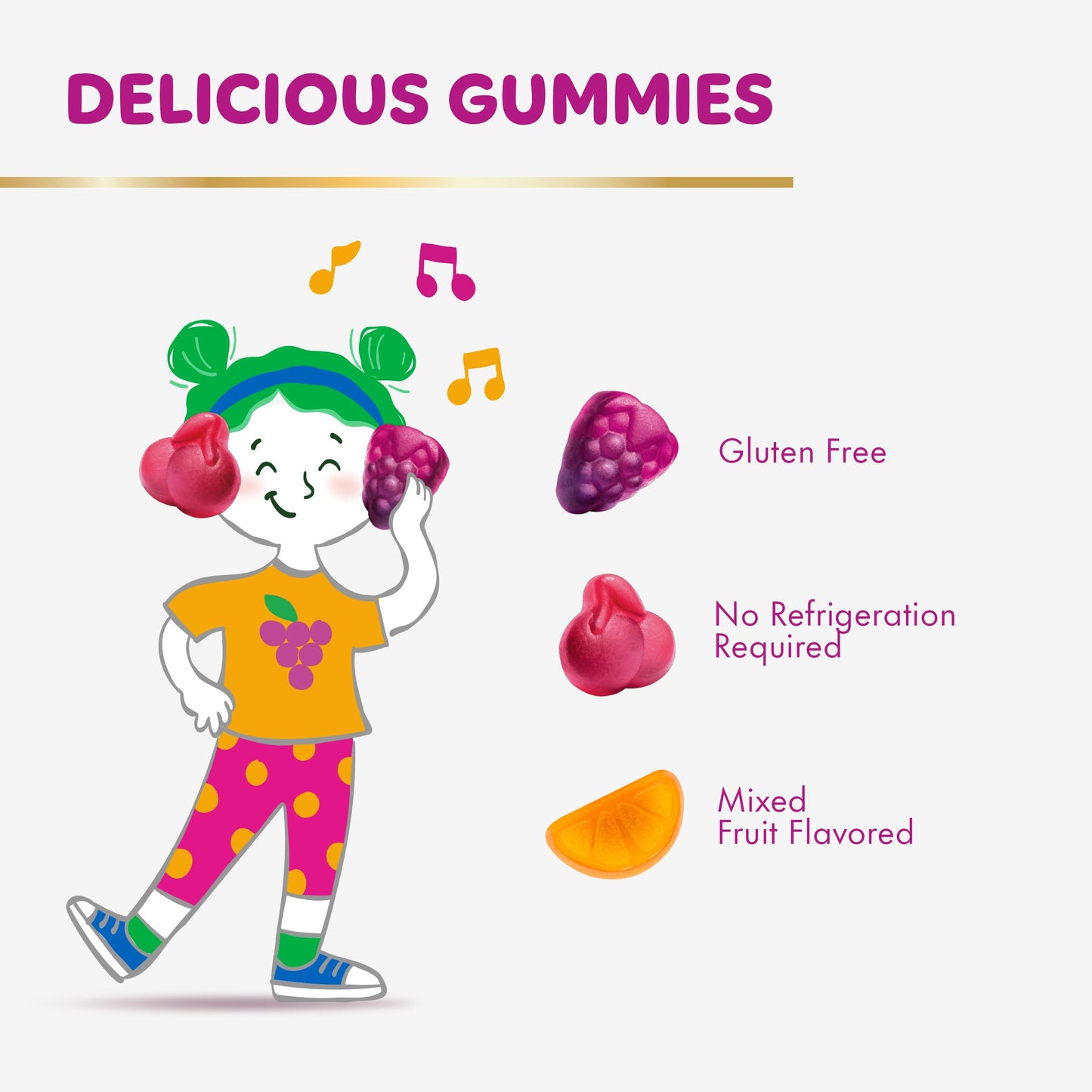 Align daily prebiotic and probiotic mixed fruit flavored plant based gummies for kids.