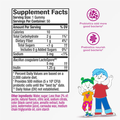 Authentic USA imported Align kids digestive wellness gummies bottle on a white background.