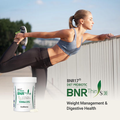 Back label of AceBiome BNRThin S30 showcasing the clear ingredients list and directions for daily use.
