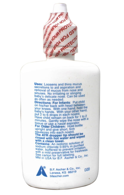 Pediatrician recommended AYR Baby non medicated saline solution for newborns