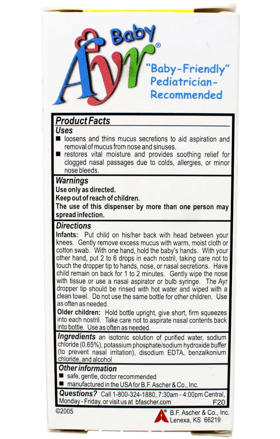 USA imported AYR Baby nasal drops dual application spray nozzle close up