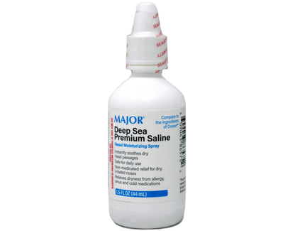 Major premium saline nasal spray five piece package for dry nose relief