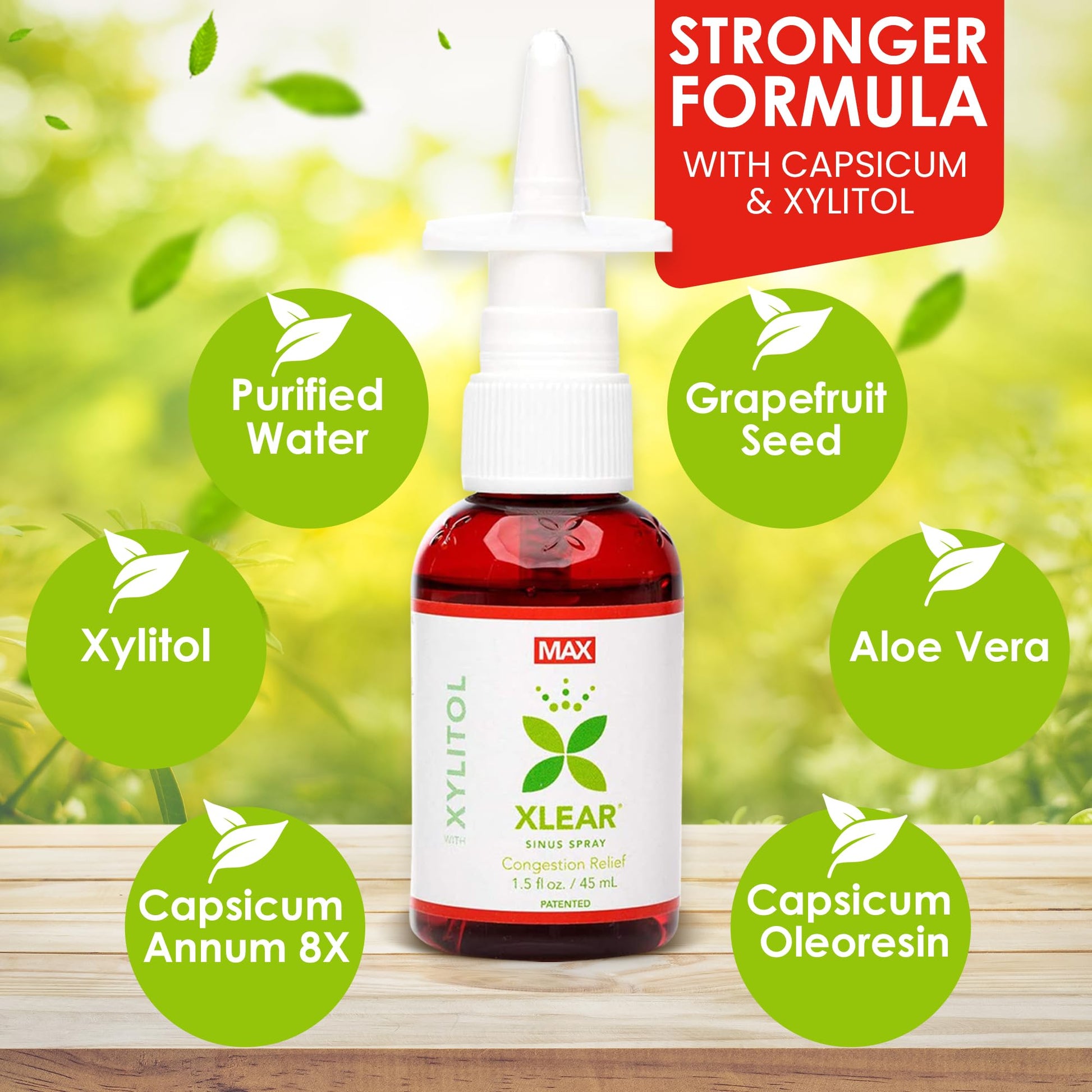 Xlear maximum relief homeopathic nasal wash box packaging showing fluid ounce size