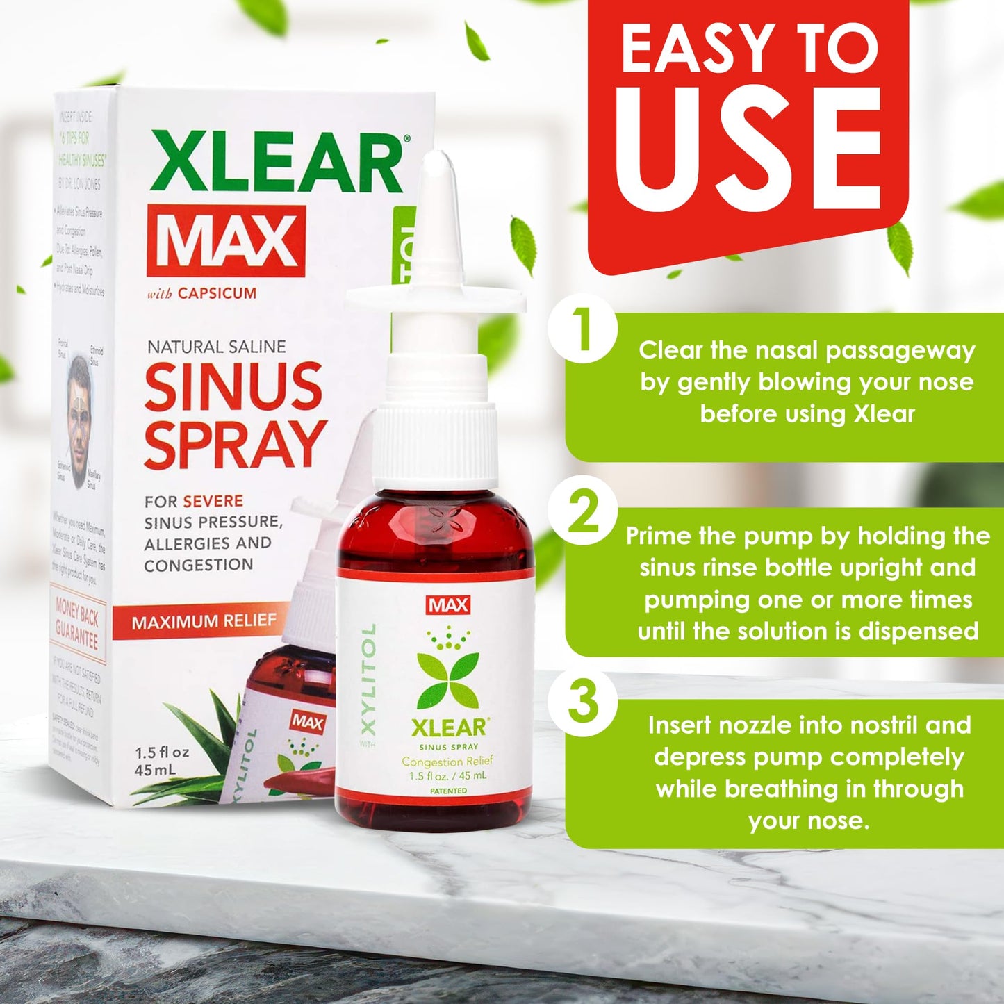 Authentic Xlear MAX imported saline nasal spray with capsicum and aloe vera