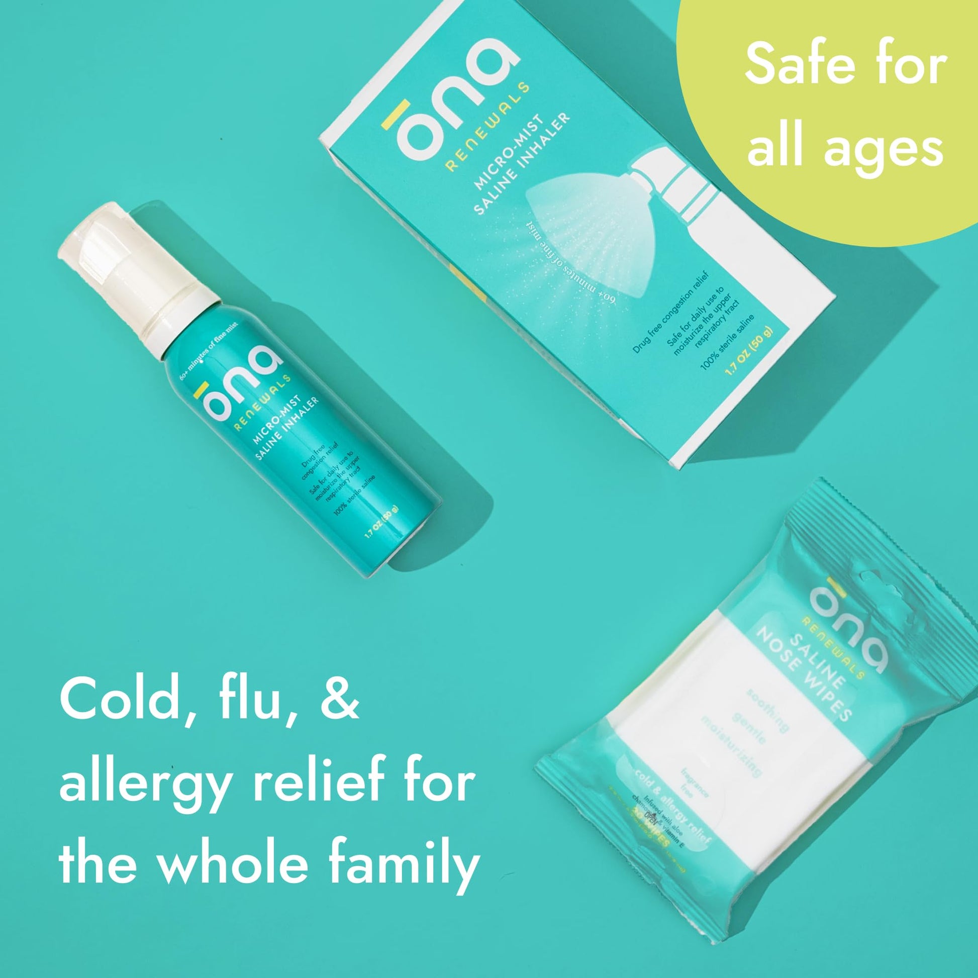 Close up of the non irritating hypoallergenic formula label on the Ona nose wipe packaging.