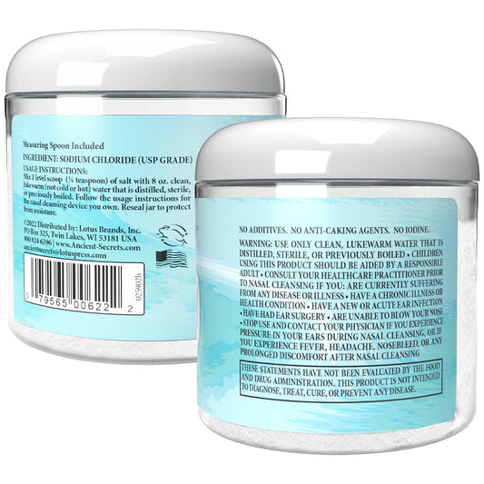 Ancient Secrets non iodized neti pot salt back label with ingredients