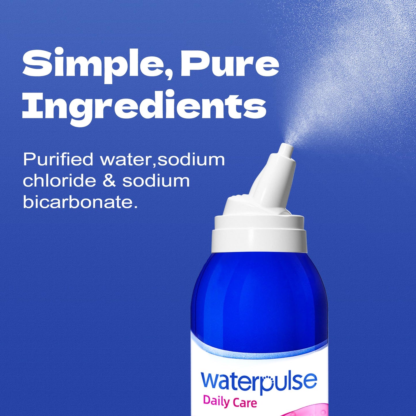 Waterpulse sodium chloride nasal solution box packaging showing ingredients