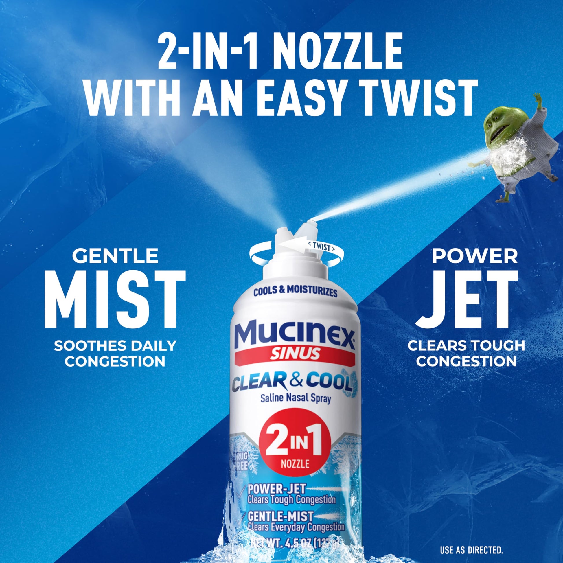 Mucinex two in one jet and mist spray nozzle close up for custom nasal irrigation