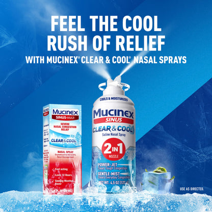 Mucinex preservative free saline nasal mist bottle for seasonal cold relief