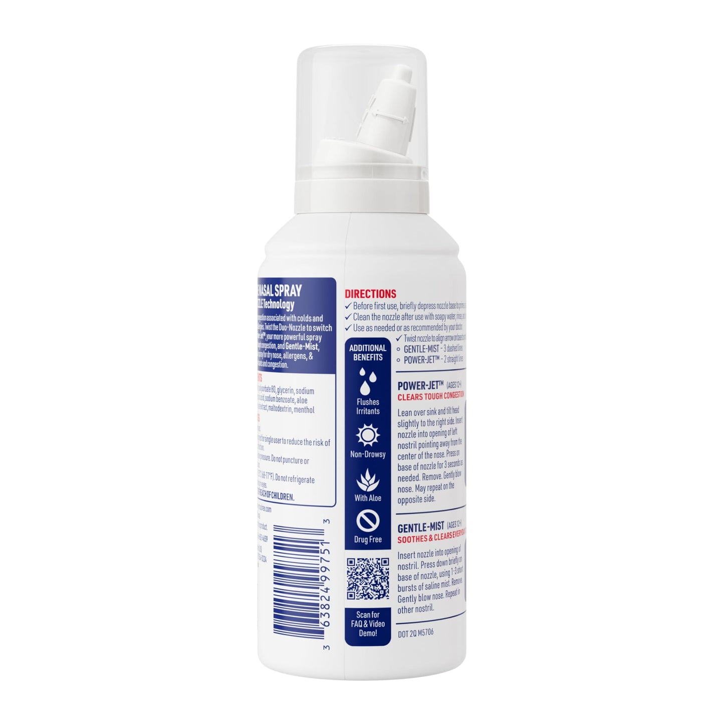 Mucinex authentic imported nasal irrigation spray on a clean lifestyle background
