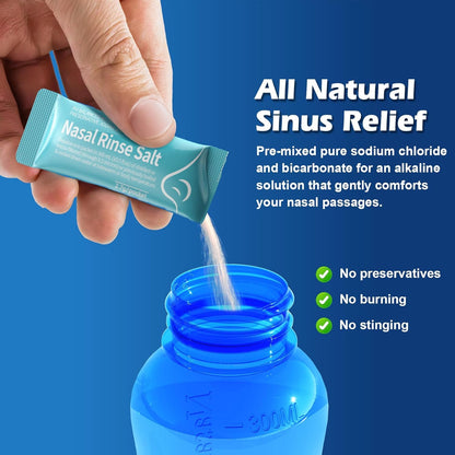 MAOEVER pre-measured sinus rinse salt granules dissolving quickly in water