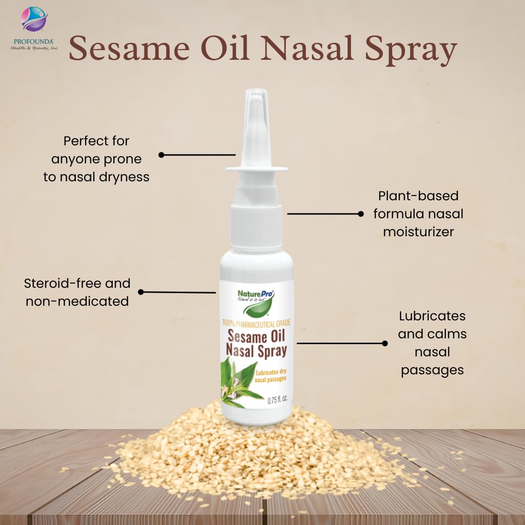 NaturePro preservative free sesame nose oil spray application side view