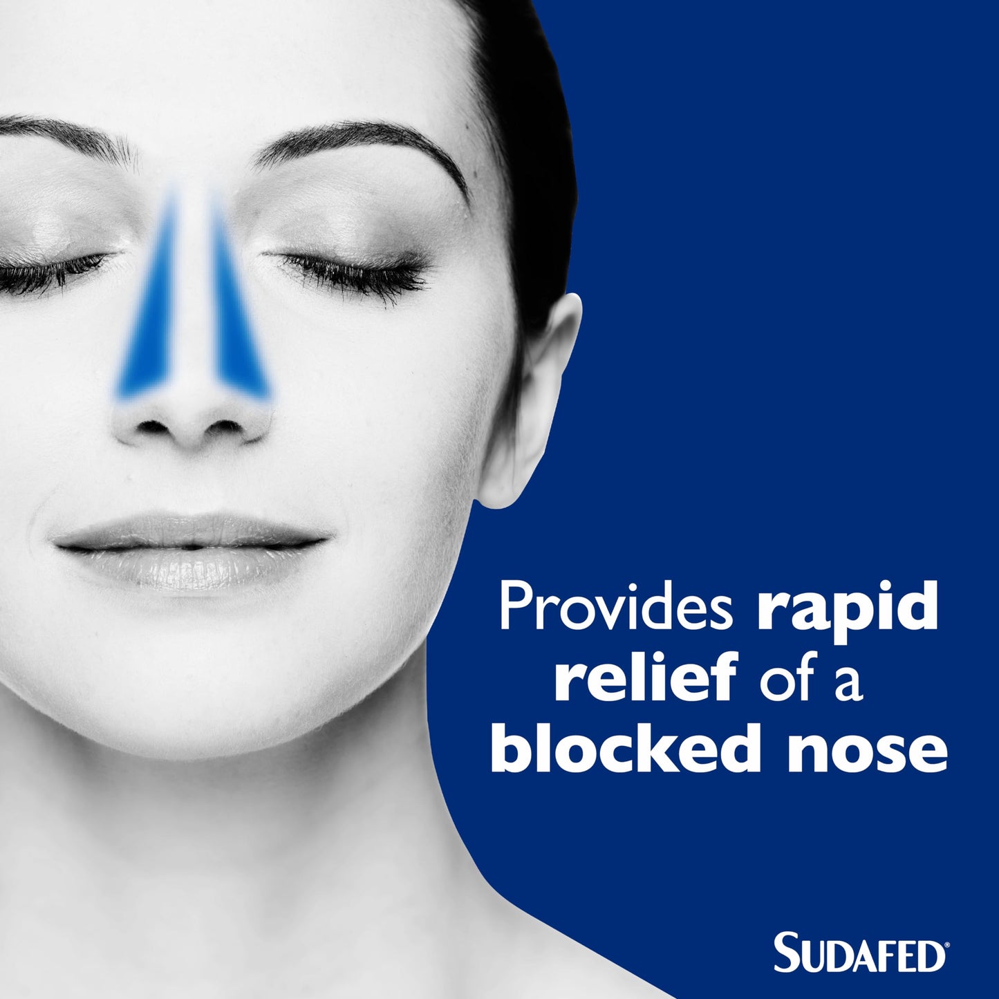 Sudafed non drowsy nasal spray bottle with metered dose pump nozzle.