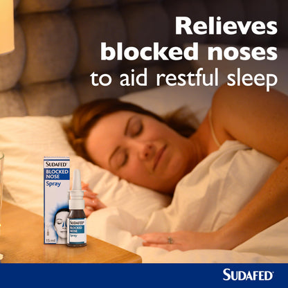 Close up of the metered spray mechanism on the Sudafed congestion relief bottle.