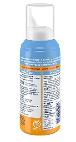 Simply Saline drug free nasal spray sterile solution packaging details and ingredients
