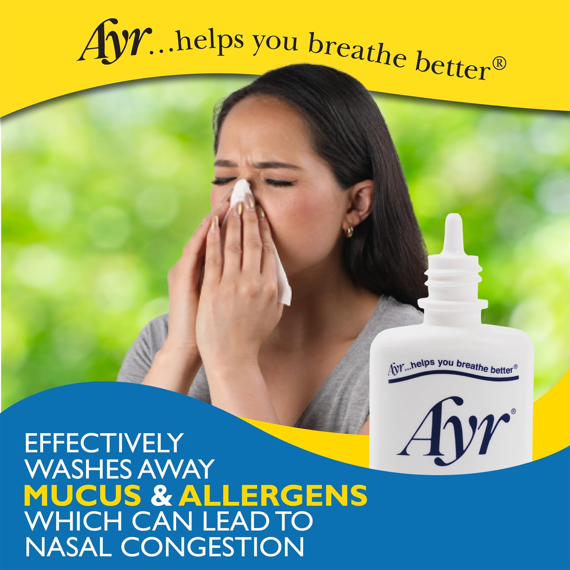 Ayr Saline Nasal Care pack of six boxes for daily sinus relief.