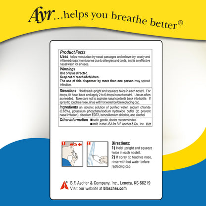 Ayr Saline Nasal Mist authentic imported wellness product close up view.