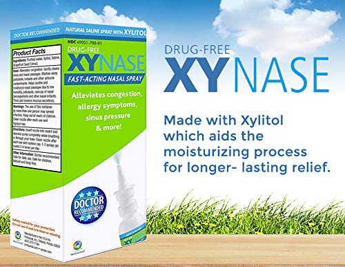 Xynase steroid free saline nasal spray for children and adults allergy relief