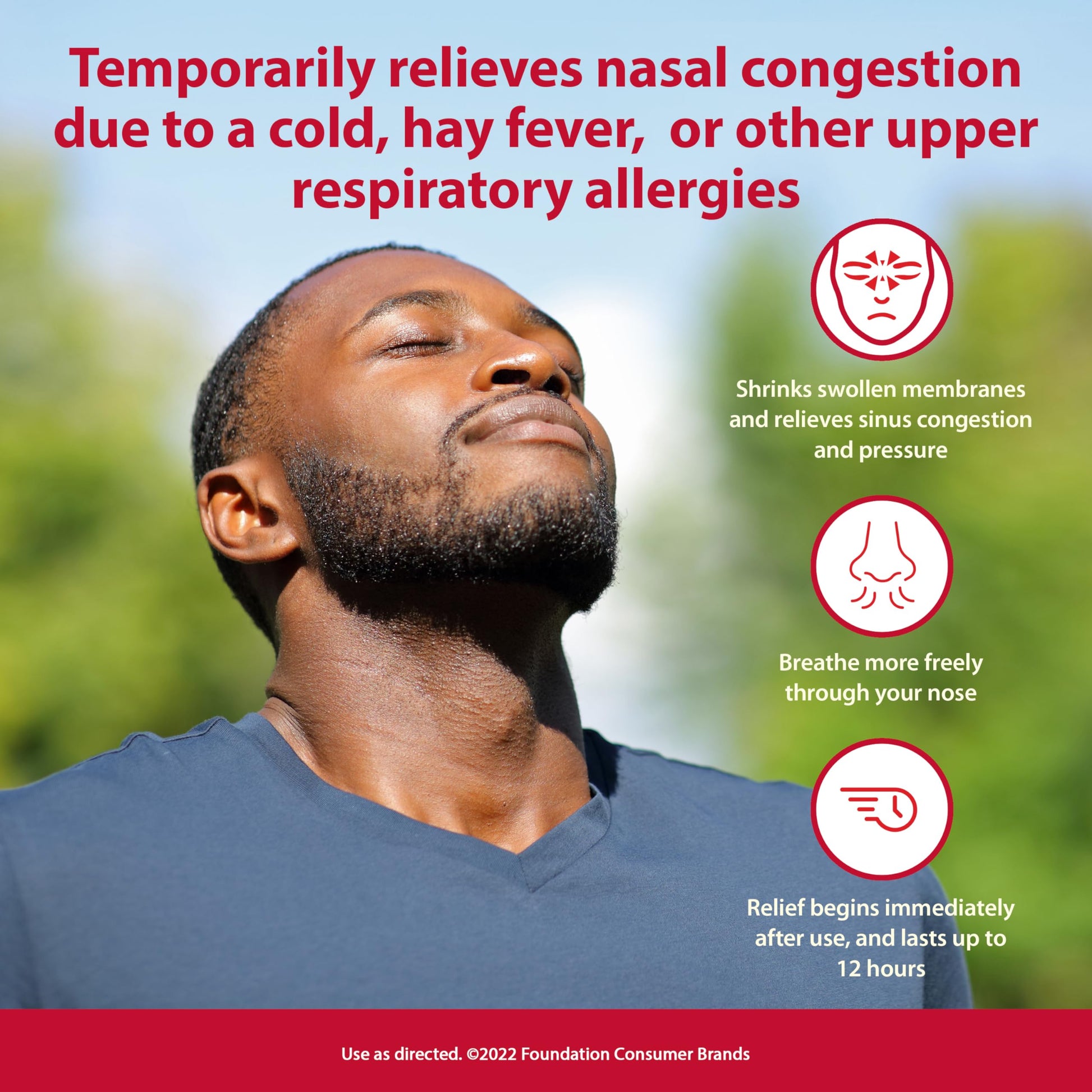 Side profile of Dristan nasal decongestant spray highlighting the active ingredient facts