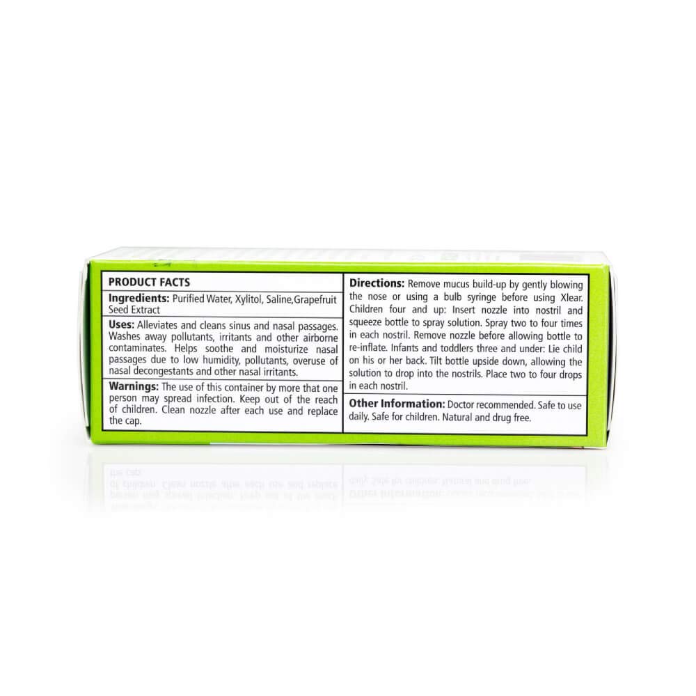 Authentic imported Xlear kids natural nasal spray packaging displaying the product volume in fluid ounces
