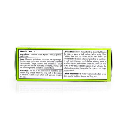 Authentic imported Xlear kids natural nasal spray packaging displaying the product volume in fluid ounces