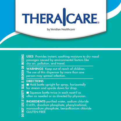TheraCare sinus care moisturizing bottle showing the multi position nozzle for mist and drop application