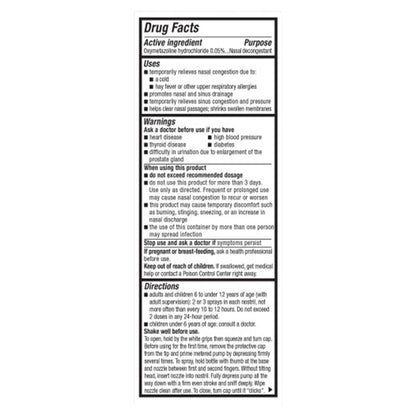 Mucinex sinus and allergy 12 hour decongestant spray side panel instructions