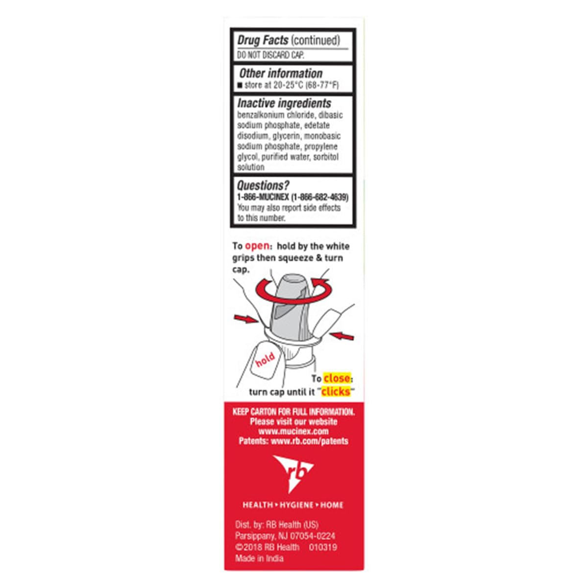 Mucinex fast acting cooling menthol nasal spray application nozzle close up