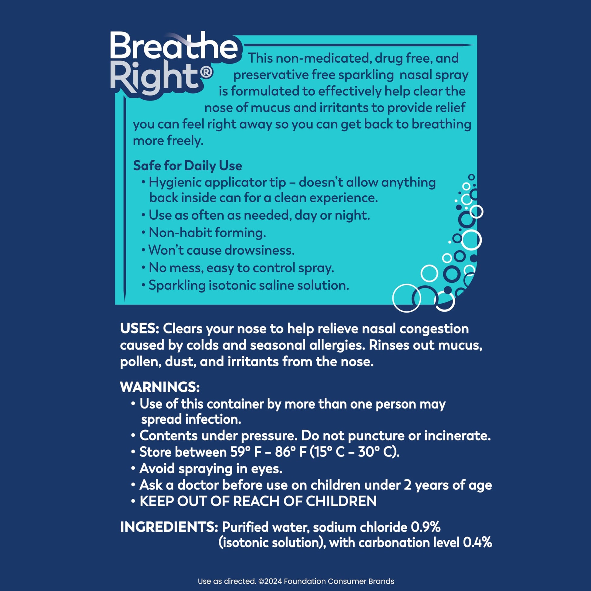 Breathe Right saline nasal rinse spray base view displaying the genuine product batch codes