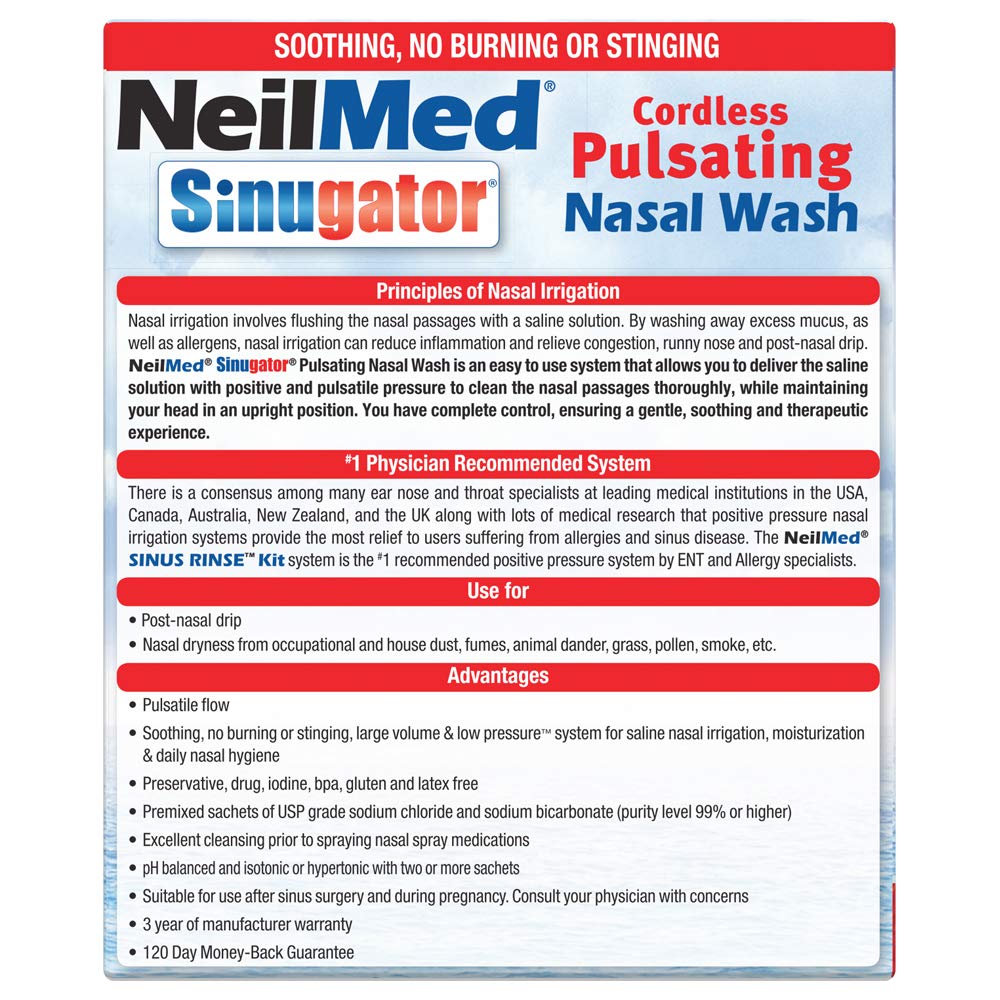 NeilMed nasal wash kit packaging displaying inclusion of thirty premixed saline packets
