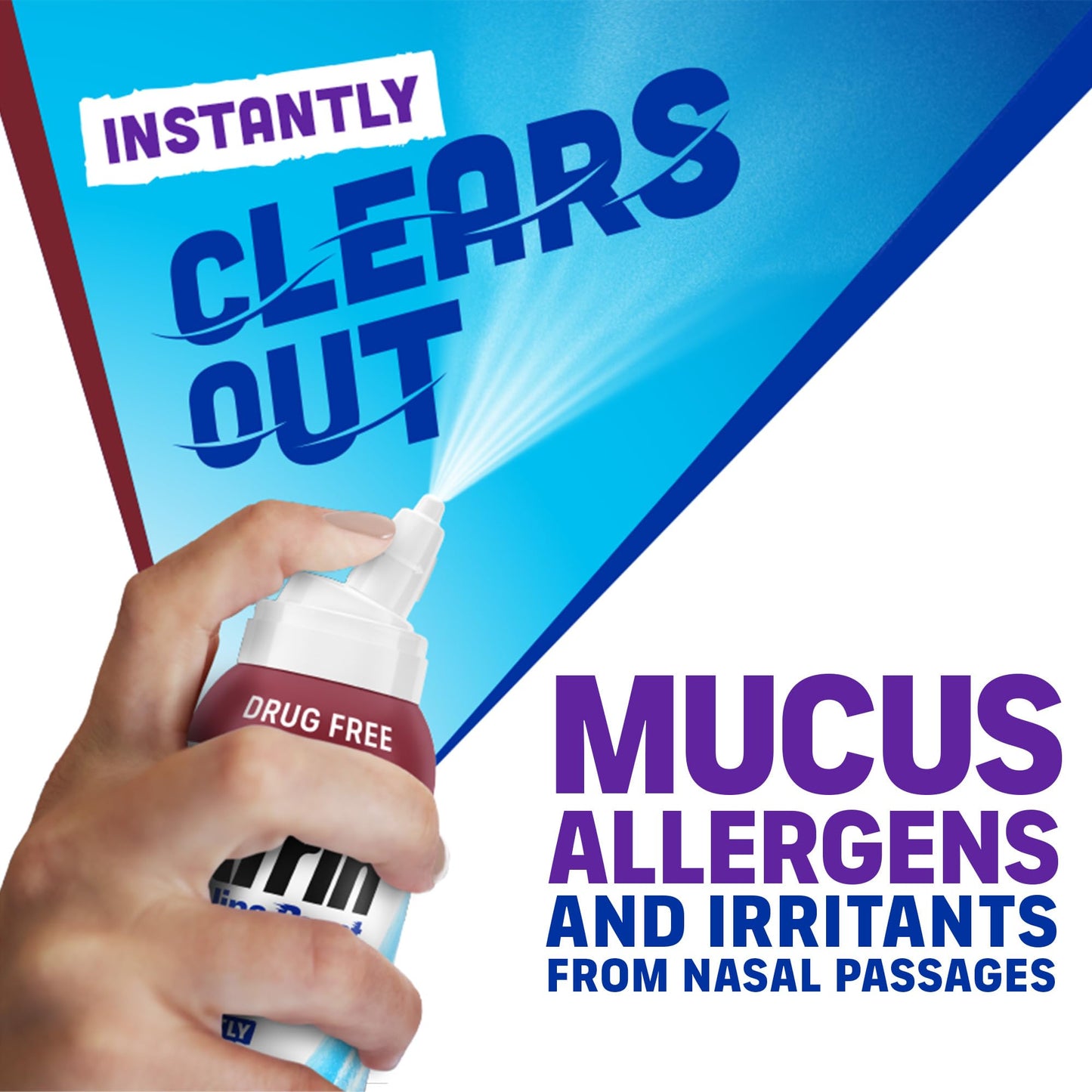Afrin drug free daily nasal mist for allergen and mucus clearance.