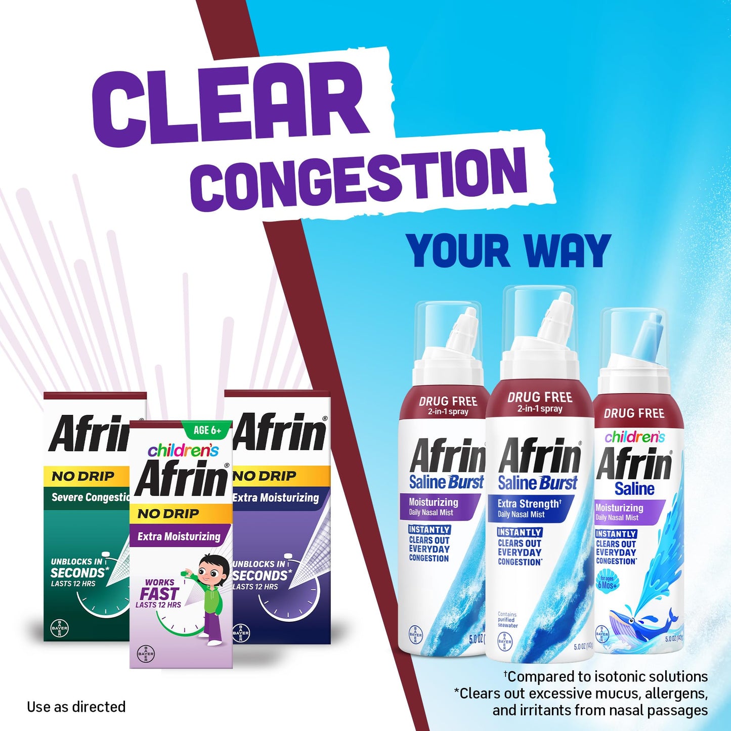 Afrin non habit forming daily care nasal mist for dry nose relief.