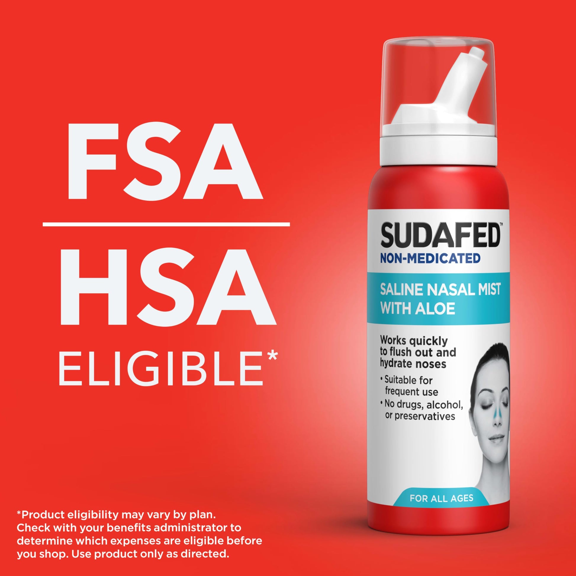 Close up of the spray nozzle on the Sudafed saline nasal mist bottle