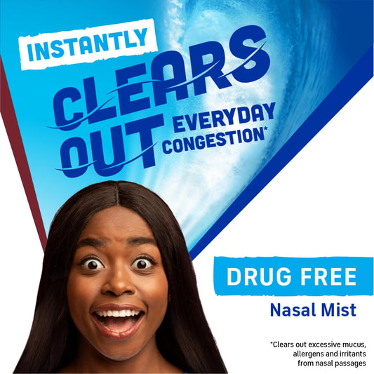 Afrin drug free hypertonic seawater saline nasal spray with dual nozzle feature detail