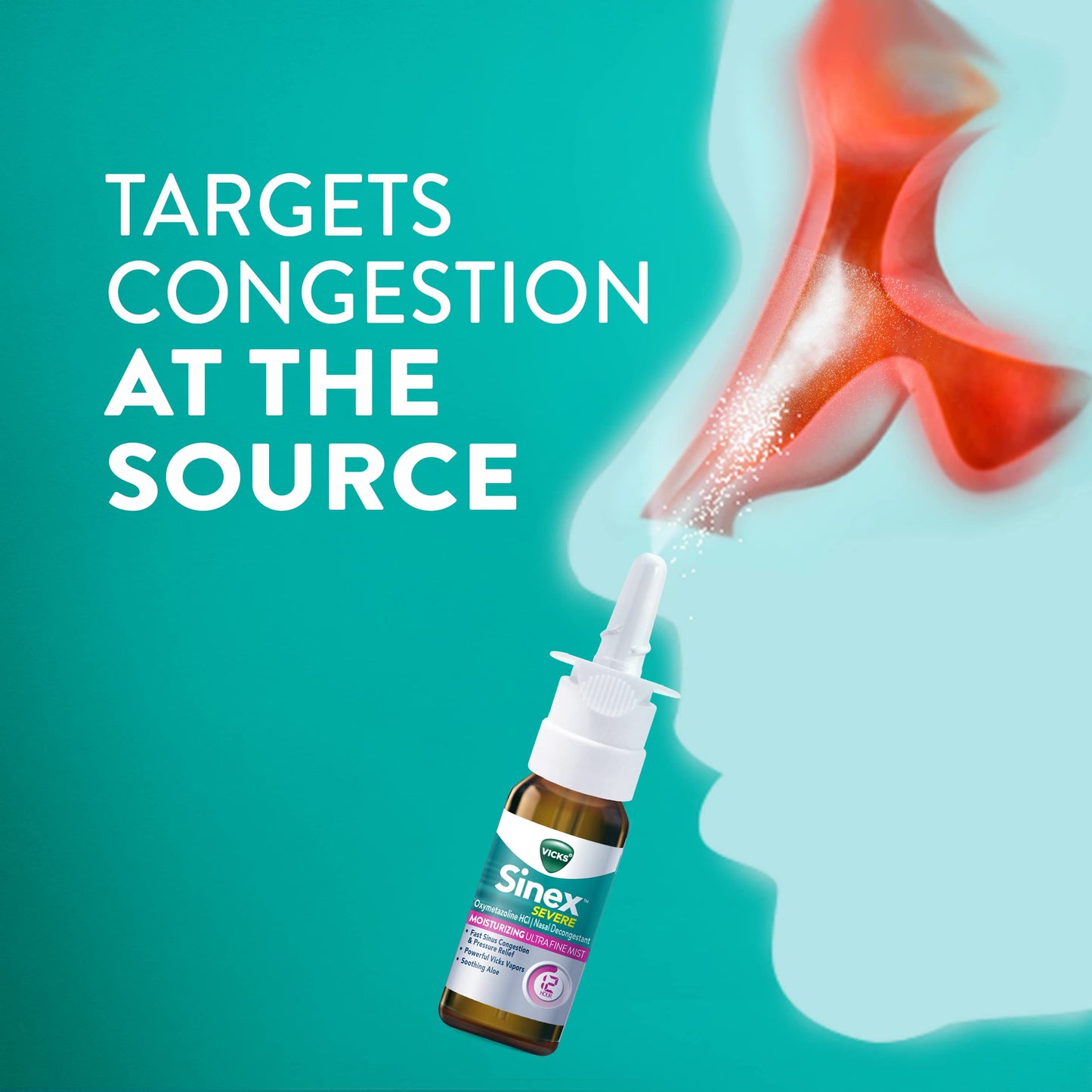 Authentic imported Vicks Sinex Severe Nasal Spray packaging with original American labeling for cold and allergy care