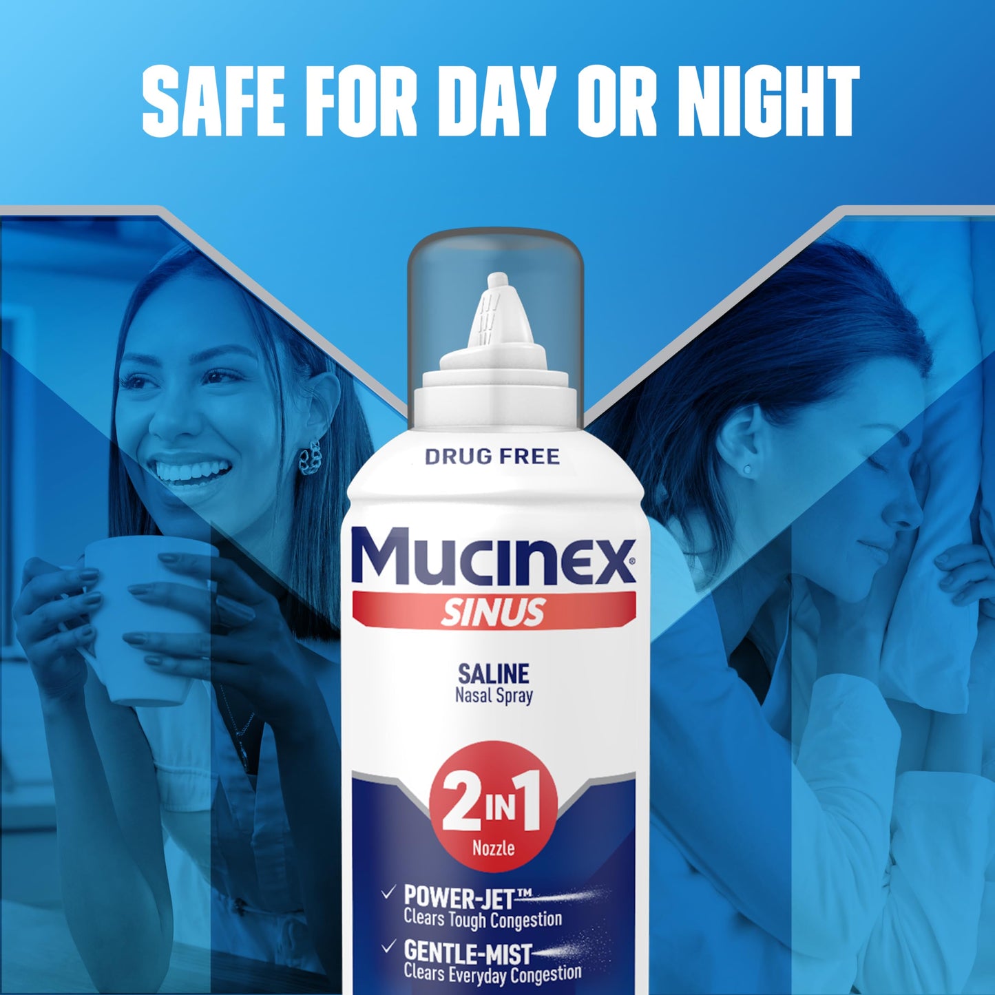Full authentic USA retail packaging of Mucinex drug free nasal irrigation solution ready for sinus health care.