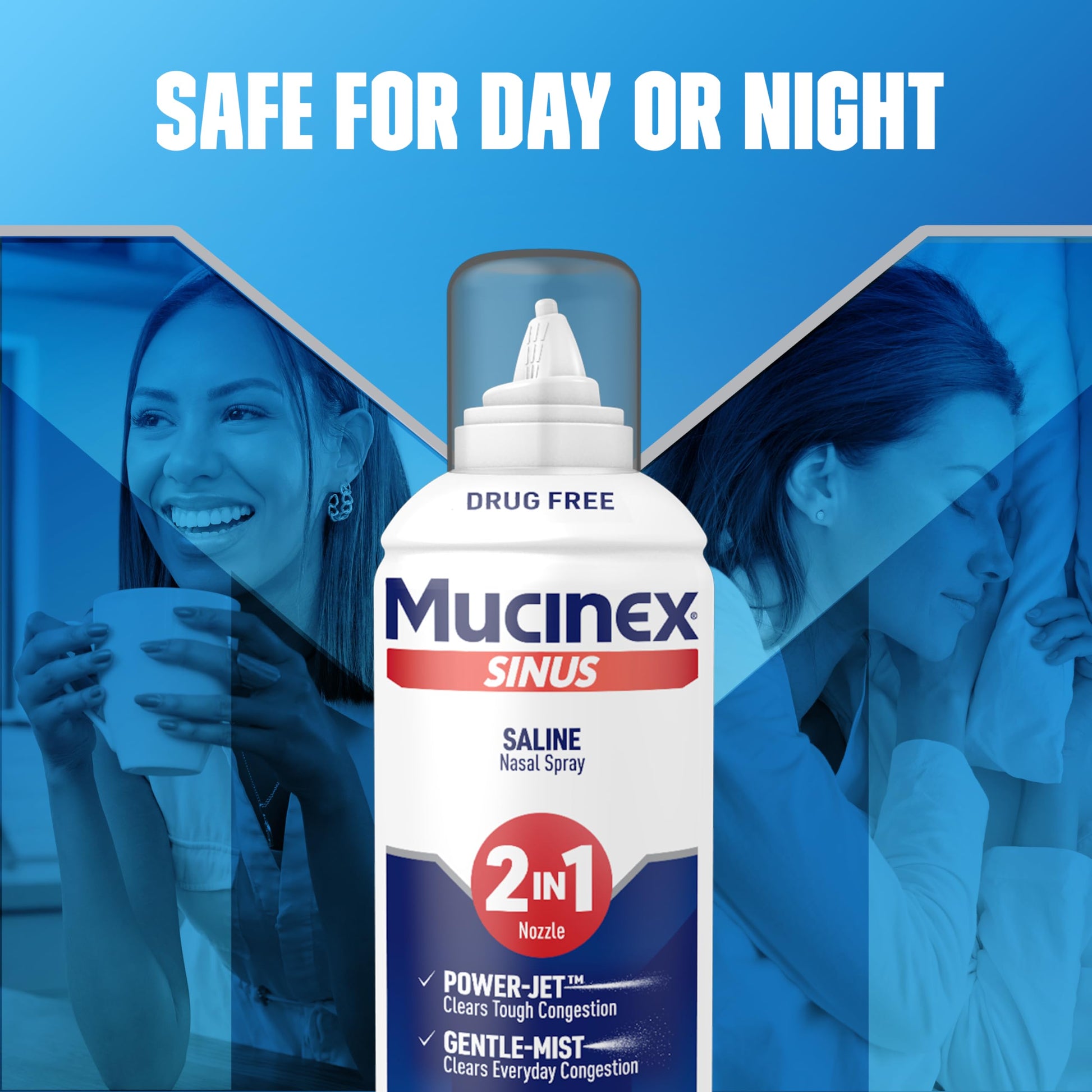 Full authentic USA retail packaging of Mucinex drug free nasal irrigation solution ready for sinus health care.
