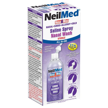 NeilMed sterile nasal moisturizer packaging details and product ingredients label