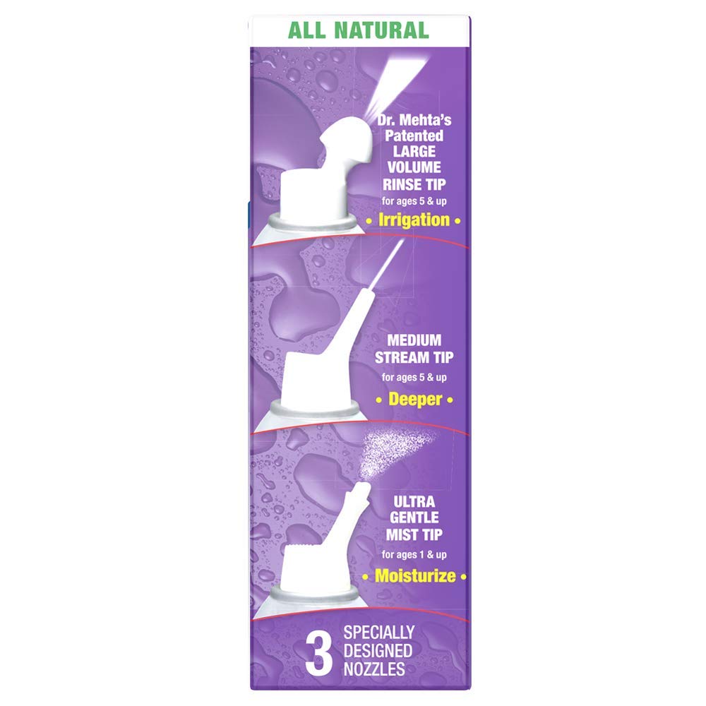 Preservative free NeilMed NasaMist saline solution side view showing usage instructions