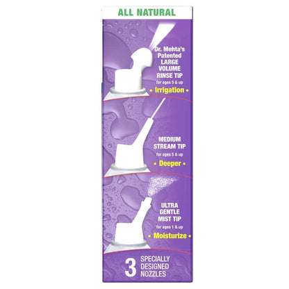 Preservative free NeilMed NasaMist saline solution side view showing usage instructions