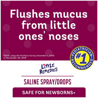 Little Remedies sterile baby saline solution showing the unique upright spray nozzle tip.