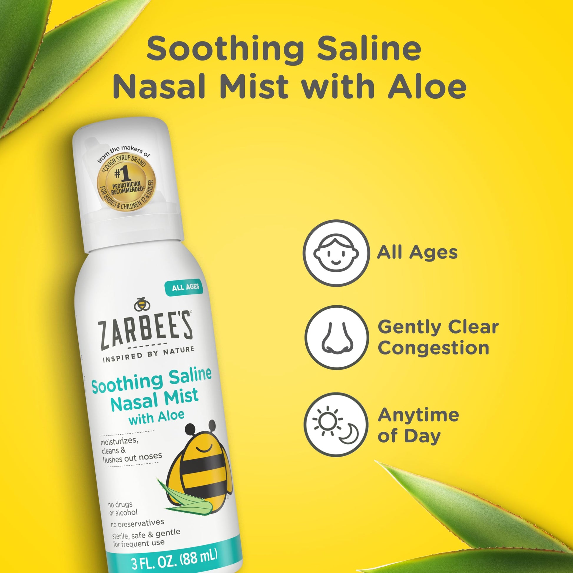 Sterile saline mist spray nozzle detail for gentle baby nasal care